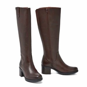Clarks Collection Hollis Moon Knee High Leather Boots Mahogany Size 10